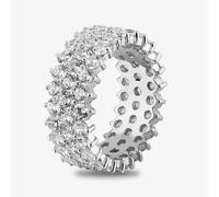 Starbright Silver Cubic Zirconia Claw Set Three Row Full Eternity Ring R4883 3A (56)