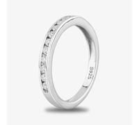 Starbright Silver Four Claw Round Cubic Zirconia Double Shouldered Ring R4179(2M) 1/3 3A (50)