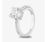 Starbright Silver Four Claw Round Cubic Zirconia Shouldered Ring R6168 3A - 52 (L 1/2)