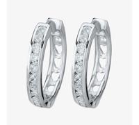 Starbright Silver Large Cubic Zirconia Cut-Out Heart Huggie Earrings E3042(2M) 3A