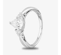 Starbright Silver Pear-cut and Round Cubic Zirconia Trilogy Ring R6702 3A (52)