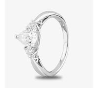 Starbright Silver Pear-cut and Round Cubic Zirconia Trilogy Ring R6702 3A - 53 (M)