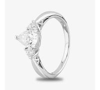 Starbright Silver Pear-cut and Round Cubic Zirconia Trilogy Ring R6702 3A - 56 (O 1/2)