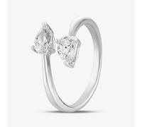 Starbright Silver Pear-Cut Cubic Zirconia Open Ring R699 3A - 52 (L 1/2)