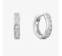 Starbright Silver Small Cubic Zirconia Cut-Out Heart Huggie Earrings E3040(2M) 3A