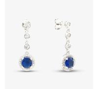 Starbright Sterling Silver Blue Cubic Zirconia Halo Cluster Dropper Stud Earrings THB-05e SAP