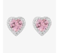 Starbright Sterling Silver Heart Shaped Cubic Zirconia Halo Stud Earrings THB-03E PK