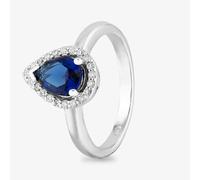 Starbright Sterling Silver Pear Shaped Cubic Zirconia Halo Ring THB-01R SAP - 52 (L 1/2)