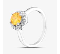 Starbright Sterling Silver Yellow Brilliant Cut Cubic Zirconia Halo Cluster Ring P8210r Yellow 52