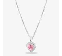Starbright Women's Sterling Silver Heart Shaped Cubic Zirconia Halo Pendant Necklace THB-03P PK Starbright Silver One Size