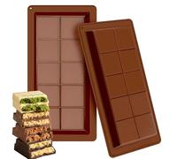 STARBRILLIANT Deep Chocolate Bar Moulds Silicone 2 Pcs Big Chocolate Bar Mould Thick Candy Bars Moulds