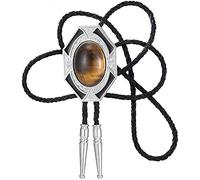 STARBRILLIANT Natural Stone Celtic Style Bolo Tie with Handmade Black Leather Cowhide Rope (brown)