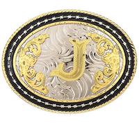 STARBRILLIANT Western Belt Buckle for Men Large Cowboy Belt Buckle Initial Cowboy Rodeo Belt Buckle Gold with Letters ABCDGL to Z (J)