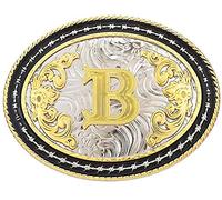 STARBRILLIANT Western Belt Buckle for Men Large Cowboy Belt Buckle Initial Cowboy Rodeo Belt Buckle Gold with Letters ABCDGL to Z (B)