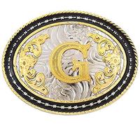 STARBRILLIANT Western Belt Buckle for Men Large Cowboy Belt Buckle Initial Cowboy Rodeo Belt Buckle Gold with Letters ABCDGL to Z (G)