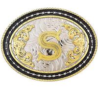 STARBRILLIANT Western Belt Buckle for Men Large Cowboy Belt Buckle Initial Cowboy Rodeo Belt Buckle Gold with Letters ABCDGL to Z (S)