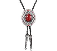 STARBRILLIANT Western Cowboy Tie for Men Native American Bolo Tie Black Handmade Rodeo Texas Necktie with Natural Stone (red 2)