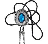 STARBRILLIANT Western Cowboy Tie for Men Native American Bolo Tie Black Handmade Rodeo Texas Necktie with Natural Stone (blue 2)