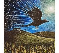 Starbringer by Hannah Willow - UK Made Art Greetings Card - Crow Flying Over Cornfield - Birthday Card