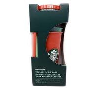 Starbucks 2020 Holiday Reusable Glitter Cold Cup Tumblers, 5 Pack with Lids and Straws, 24 Oz