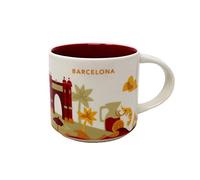 Starbucks Barcelona Yah Mug - You Are Here - Coffee Cup - Espana - Prawn - Shrimp - Las Ramblas - Sangria 14 Ounce White