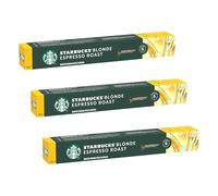 STARBUCKS Blonde Espresso Roast by Nespresso, Blonde Roast, Coffee Capsules (10 Capsules) (Pack of 3)