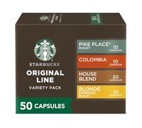 Starbucks by Nespresso Original Line Mild Variety Pack Coffee, 50 Espresso Capsules
