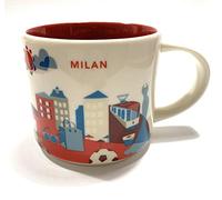 STARBUCKS Ceramic Coffee Mug, 16.0 oz, Red - Milan (Italy) You Are Here Yah