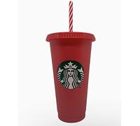 STARBUCKS Christmas Siren Logo Reusable Plastic Red Cold Cup 24 Fl Oz Festive Holidays