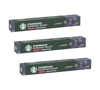 STARBUCKS Decaf Espresso Roast by Nespresso, Dark Roast, Coffee Capsules (10 Capsules) (Pack of 3)