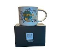 Starbucks Discovery Series Delaware Mug, 14 oz, Ceramic Coffee Cup with Handle, Microwave and Dishwasher Safe, White with State Landmarks and Nature Artwork