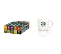 STARBUCKS Discovery Variety Pack by Nespresso, All Roast Types Coffee Capsules 10 x 10 (100 Capsules) + Gift mug included