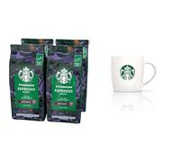 STARBUCKS Espresso Roast, Dark Roast, Whole Bean Coffee 450g (Pack of 4) + Gift mug included