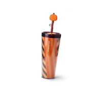 Starbucks Fall 2025 Pumpkin Spice Latte PSL Hot and Cold Cup with Pumpkin Straw Topper 24oz - Limited Edition Reusable Insulated Tumbler for Seasonal Drinks