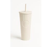 Starbucks Fall 2025 White Cable Knit Tumbler with Straw 24oz - Limited Edition Stainless Steel Cold Cup for Iced Beverages and Seasonal Collectors