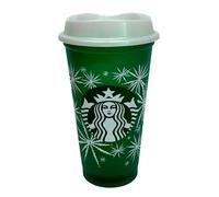STARBUCKS Festive Christmas Holiday Colour Changing Reusable Travel Mug/Cup/Tumbler Grande Medium, 16oz 473ml, Green,red