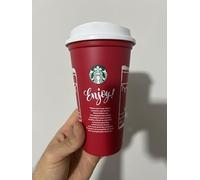STARBUCKS Festive Christmas Reusable Red Travel Mug/Cup/Tumbler Grande Medium, 16oz 473ml