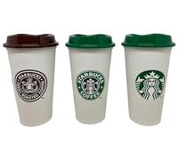 STARBUCKS Heritage Reusable Plastic Travel Cups Limited Edition Set of 3 Mug/Cup/Tumbler Grande Medium, 16oz 473mlhot Cups