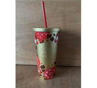 STARBUCKS Holiday Tumbler, 500 ml, Gold and Red Pomegranate Design, Limited European Collection