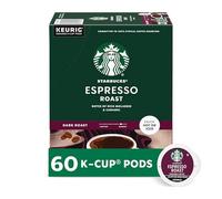 Starbucks K-Cup Coffee Pods, Dark Roasted Coffee, Espresso Roast for Keurig Coffee Machines, 100% Arabica, 6 Boxes (Total 60 Capsules)
