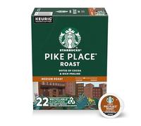 Starbucks K-Cup Coffee Pods, Medium Roasted Coffee, Pike Place Roast for Keurig Coffee Machines, 100% Arabica, 1 Box (22 Capsules)