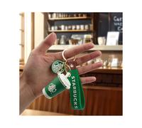 (Starbucks) Lovely Starbucks Bear Keychain Adorable Coffee Cup Key Ring For Couples And Bag Decorations