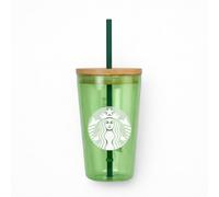 Starbucks Matcha Glass Cold Cup 16 oz - Reusable Glass Iced Coffee Tumbler with Lid & Straw,