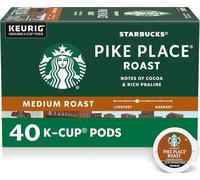 STARBUCKS Medium Coffee Pods, Pike Place Roast for Keurig Brewers, 40 Count