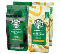 STARBUCKS Pike Place Roast, Blonde Espresso Roast Whole Bean Coffee 450g (Pack of 4)