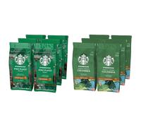 STARBUCKS Pike Place Roast, Medium Roast, Whole Bean Coffee 200g (Pack of 6) & Single-Origin Colombia Medium Roast Ground Coffee, 200 g (Pack of 6)