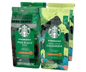 STARBUCKS Pike Place Roast, Single-Origin Colombia Whole Bean Coffee 450g (Pack of 4)