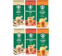 Starbucks Premium Instant Coffee Variety Pack - Includes White Mocha, Caramel Latte & Cinnamon Dolce (Pack of 6, Each Pack 5 Sachets, Total 30 Sachets)