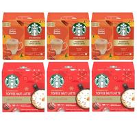 STARBUCKS Pumpkin Spice & Toffee Nut Latte Variety Pack Coffee Pods by NESCAFÉ DOLCE GUSTO (Pack of 6, Total 72 Capsules) - Limited Edition Seasonal Flavours