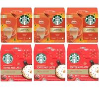 STARBUCKS Pumpkin Spice & Toffee Nut Latte Variety Pack Coffee Pods by NESCAFÉ DOLCE GUSTO (Pack of 6, Total 72 Capsules) - Limited Edition Seasonal Flavours | Sold by Bargain Hub